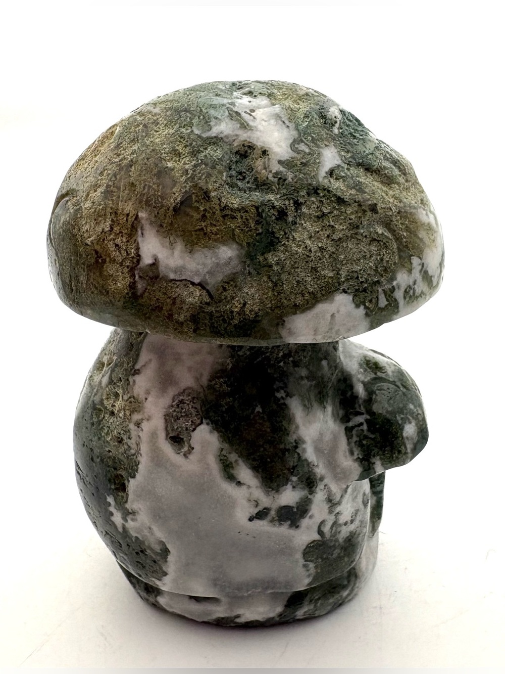 Moss Agate Crystal Mushroom Carving